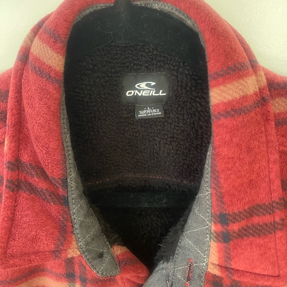 O'Neill Red and Black Plaid Fleece Shirt - Picture 3 of 4